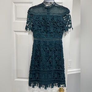 Elegant Teal Lace Dress